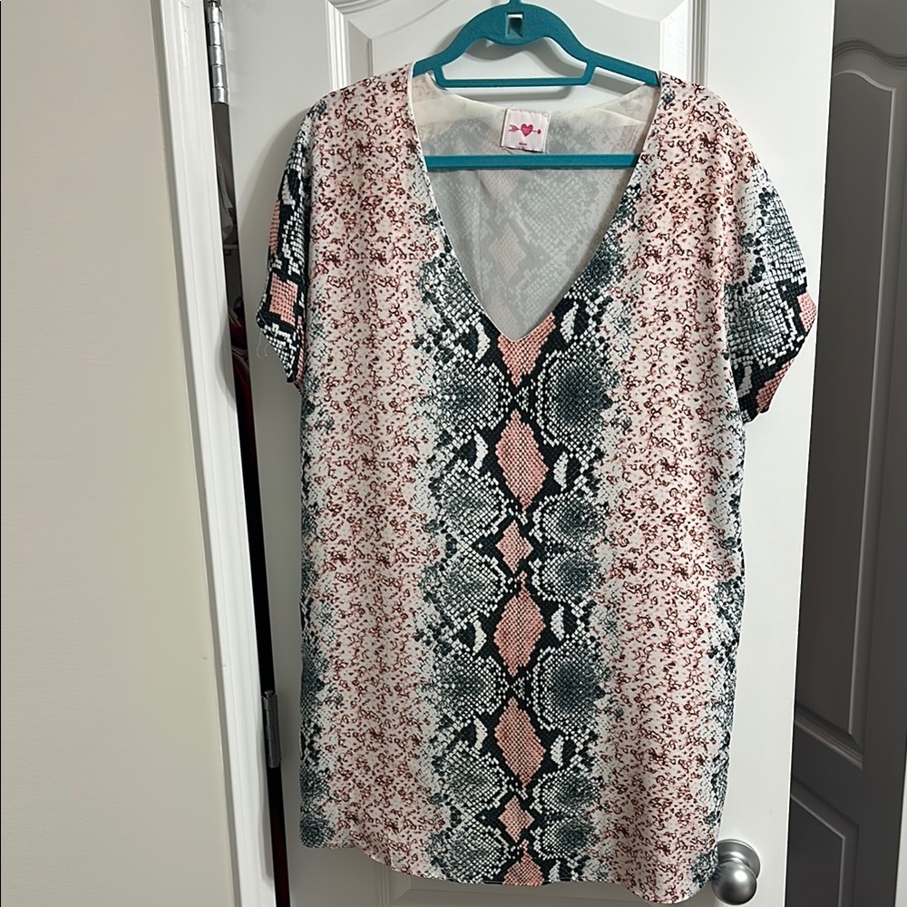 Buddy Love Snakeskin Print Mini Dress - Pink and Black
